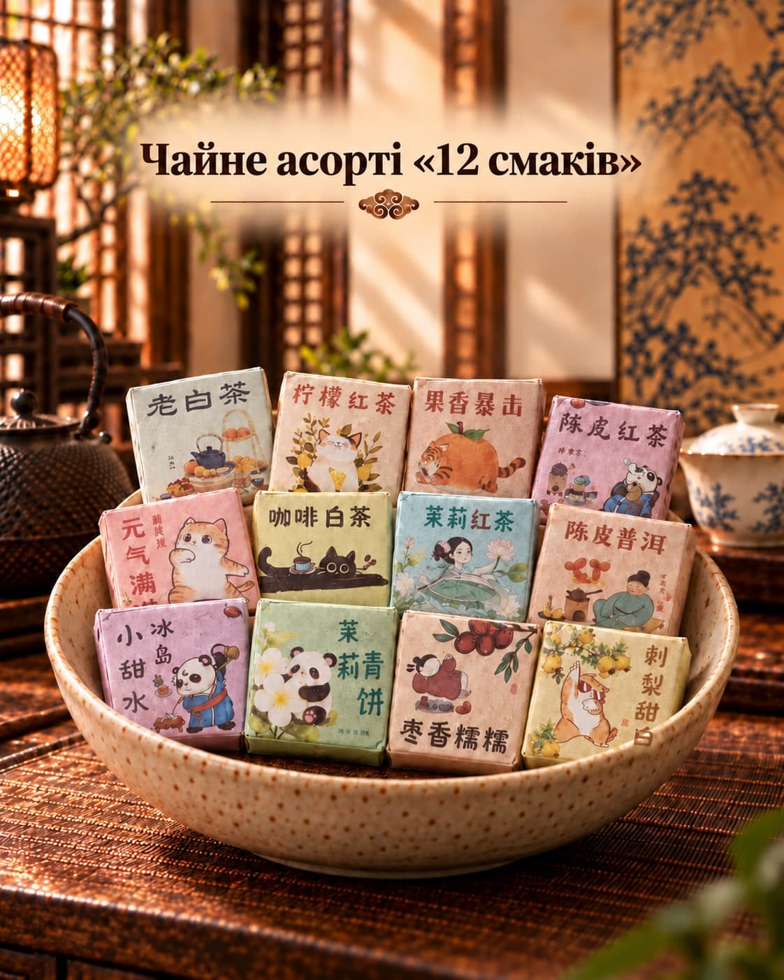 Чайне асорті «12 смаків» - мініплитки, 5 г / плитка; загальна вага уточнюється